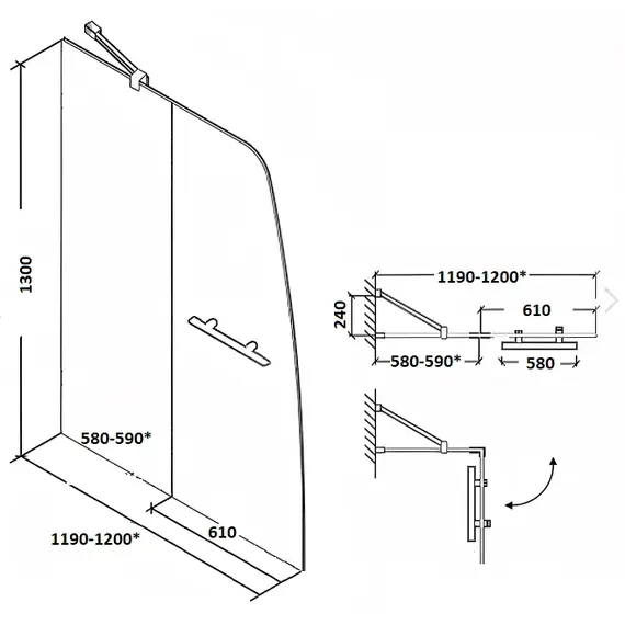 Шторка на ванну  F03F  PARLY