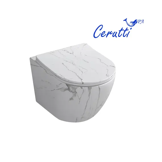 Унитаз SELLA Aria Tornado MMW Ceruttispa CT9532   подвесной безободковый белый мрамор матовый