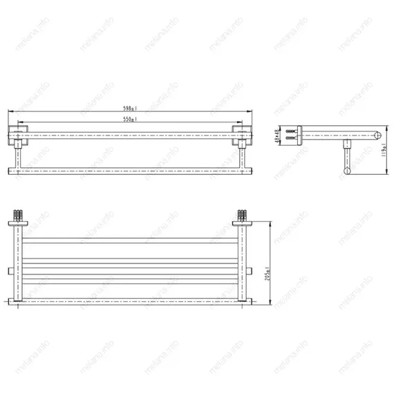 Полка для полотенец MELANA сатин хром MLN-862003