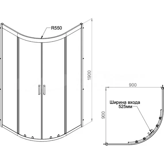 Душевой  уголок Z9111 PARLY с поддоном (90х90х193)