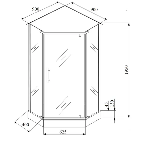 Душевой  уголок ZPE911TE  PARLY с поддоном