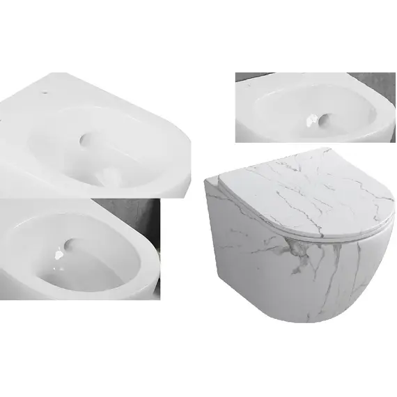 Унитаз SELLA Aria Tornado MMW Ceruttispa CT9532   подвесной безободковый белый мрамор матовый