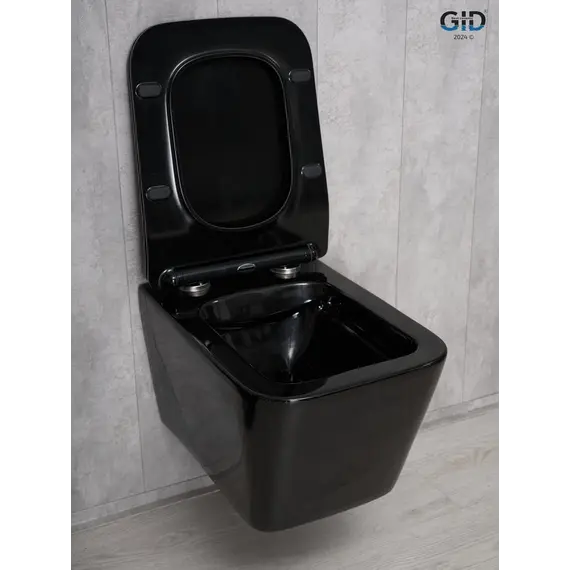 Безободковый подвесной унитаз микролифт дюропласт Gid Tr2144BL