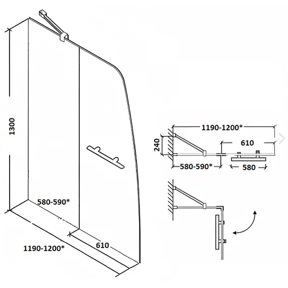 Шторка на ванну  F03 PARLY
