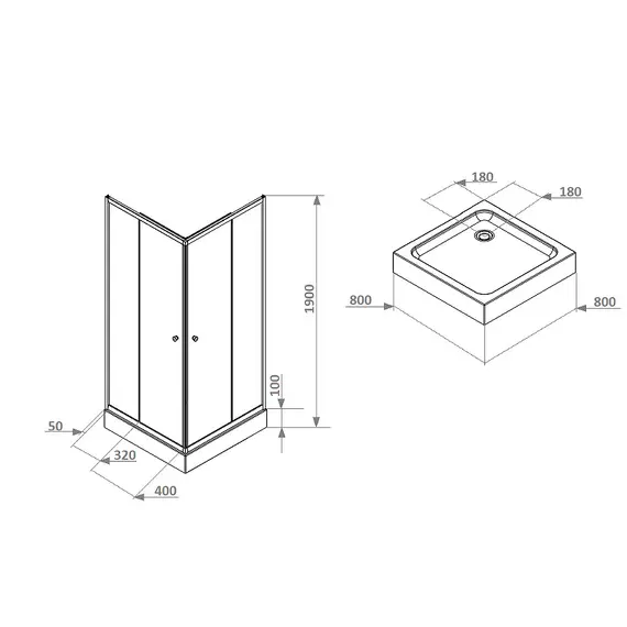Душевой  уголок ZFQ81 PARLY с поддоном (80х80х195)