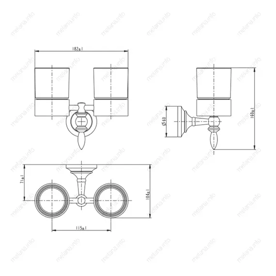 Стакан подвесной двойной MELANA хром+золото MLN-820011