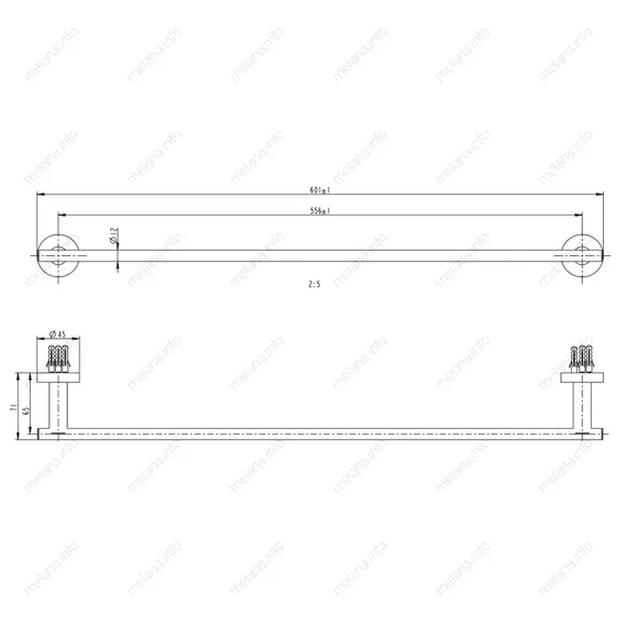 Штанга для полотенец MELANA сатин хром MLN-861001