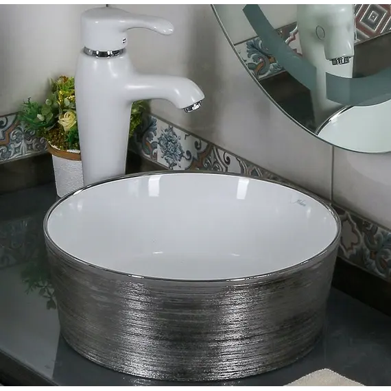 Раковина накладная круглая CeramaLux LuxeLine C1055/ C1054