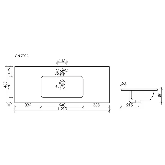 Умывальник Ceramica Nova накладной прямоугольный (цвет Черный Матовый) Element 1210*465*180мм