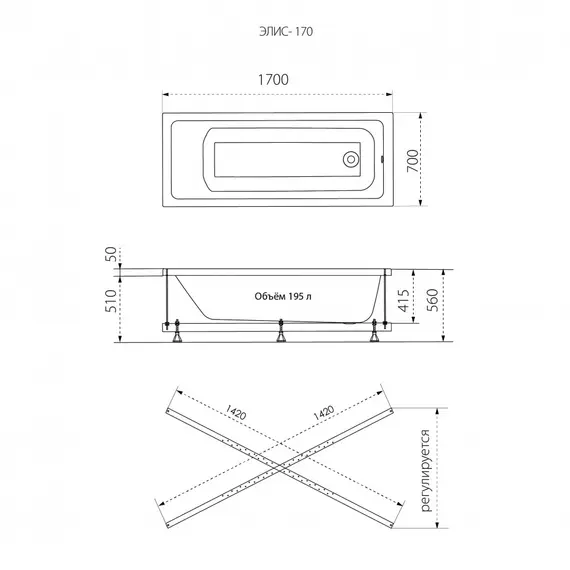 Ванна акриловая Triton Элис 150