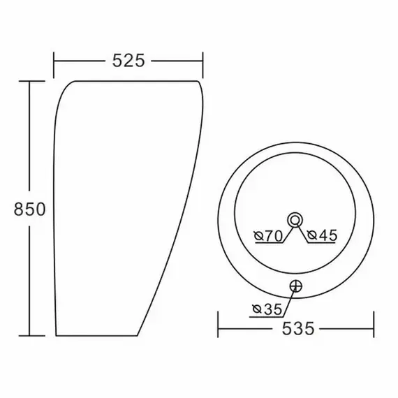 Раковина напольная круглая  CeramaLux 1001