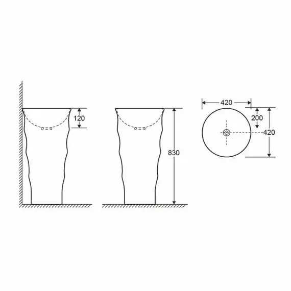 Раковина напольная Ceramalux G309 без отверстия под смеситель.