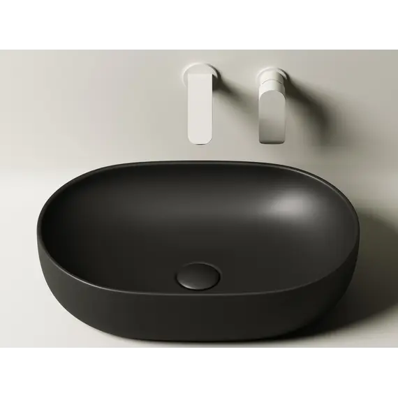 Умывальник чаша Ceramica Nova накладная овальная (цвет Черный Матовый) Element 600*415*135мм