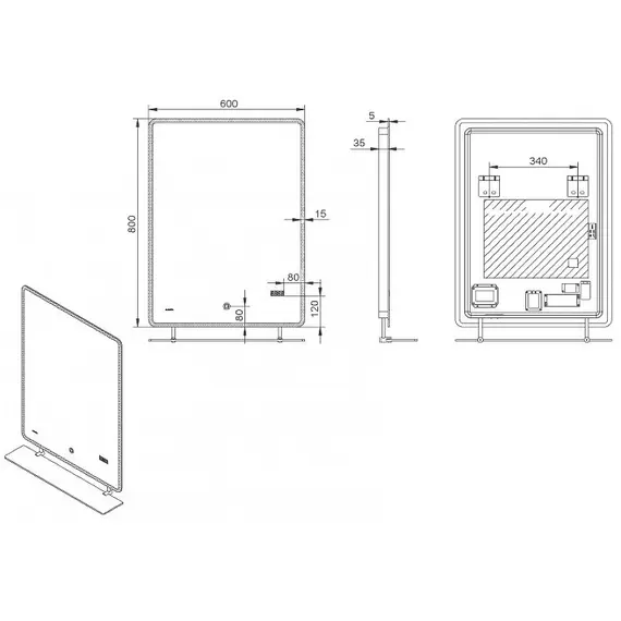 Зеркало со встроенной подсветкой Esbano ES-2073 HDSA 60x80(с полочкой)