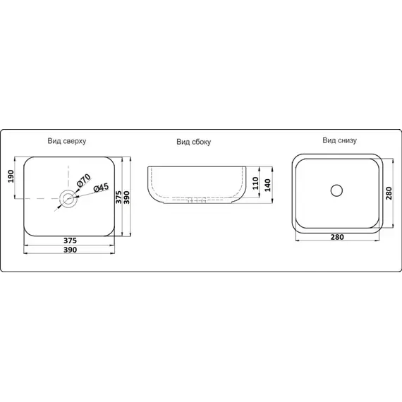 Раковина накладная прямоугольная CeramaLux  NC 2105/ 2106
