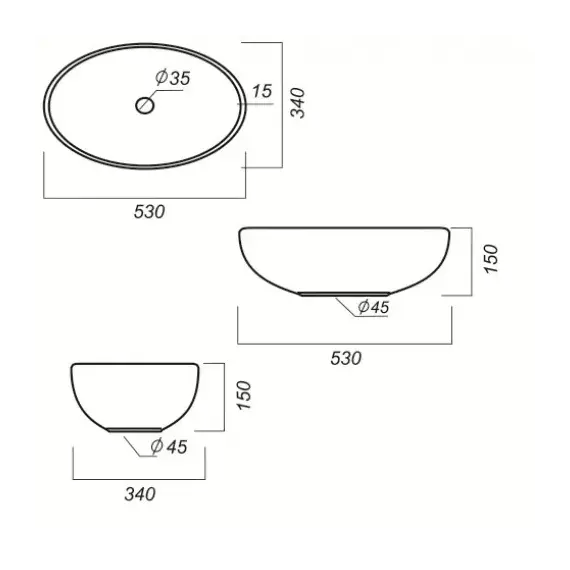 Умывальник накладной RINGO CUT 53 Санита