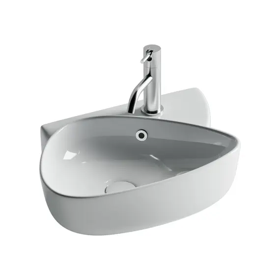 Раковина подвесная Ceramica Nova с отверстием под смеситель, с системой слива- перелива, 495*350*155, цвет белый