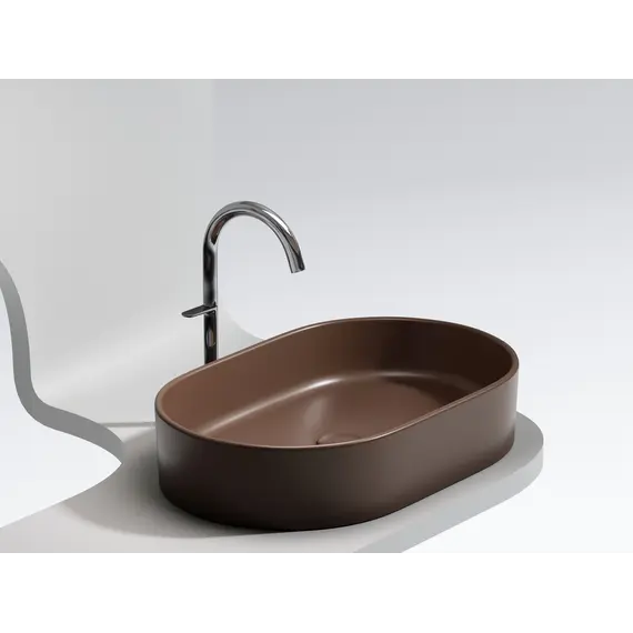 Умывальник чаша Ceramica Nova накладная овальная (цвет Темно-Коричневый Матовый) Element 608*385*122мм