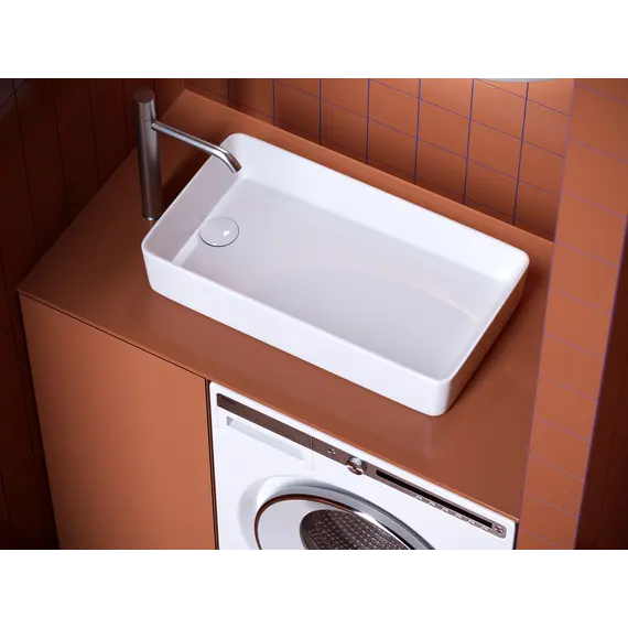 Ceramica Nova Раковина накладная со смещенным сливом, с возможностью установки на столешницу под стиральную машину, 620*340*110, цвет белый