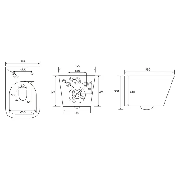 Унитаз ABBER Rechteck AC1201T подвесной белый, безободковый, смыв торнадо