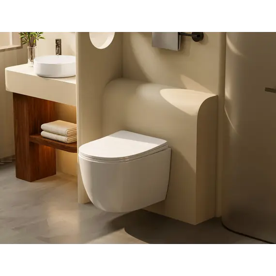 Унитаз ABBER Bequem AC1100T подвесной белый, безободковый, смыв торнадо