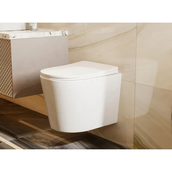 Унитаз ABBER Bequem AC1102T подвесной белый, безободковый, смыв торнадо