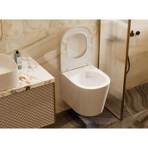 Унитаз ABBER Bequem AC1102T подвесной белый, безободковый, смыв торнадо