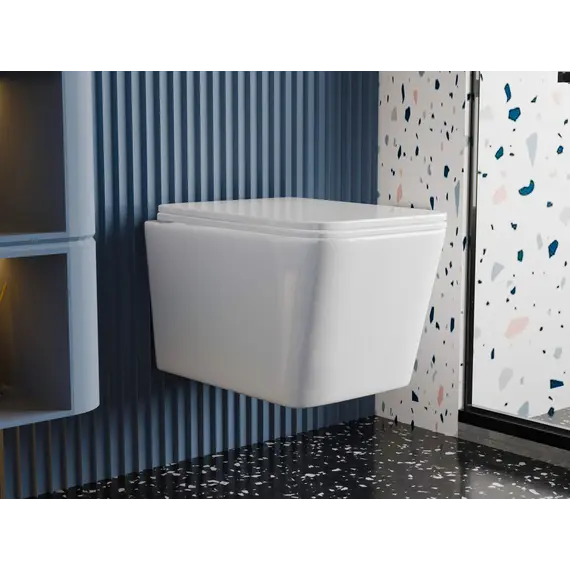 Унитаз ABBER Rechteck AC1201T подвесной белый, безободковый, смыв торнадо