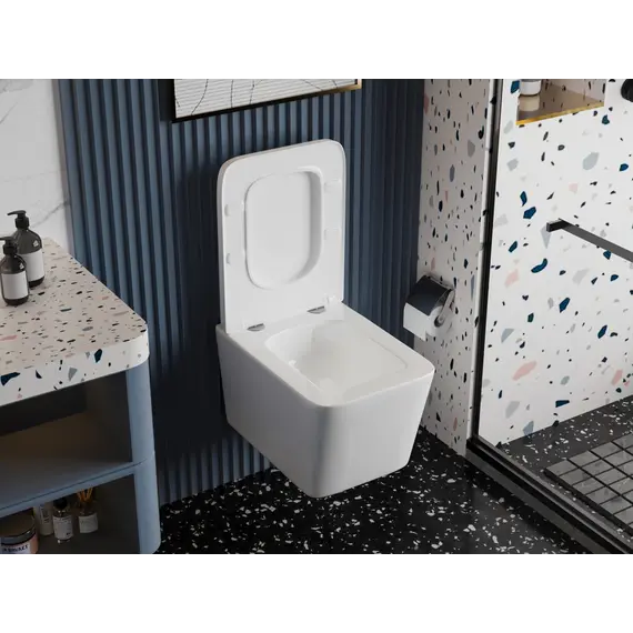 Унитаз ABBER Rechteck AC1201T подвесной белый, безободковый, смыв торнадо