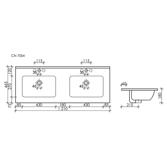 Умывальник Ceramica Nova накладной прямоугольный (цвет Черный Матовый) Element 1210*465*180мм