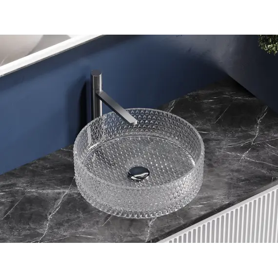 Умывальник чаша Ceramica Nova накладная круглая (прозрачная) Cristal 360*360*112мм