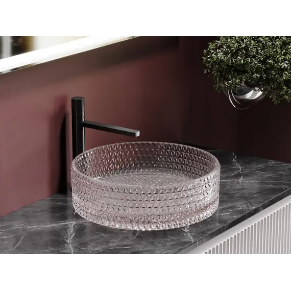 Умывальник чаша Ceramica Nova накладная круглая (цвет розовый) Cristal 360*360*112мм