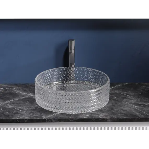 Умывальник чаша Ceramica Nova накладная круглая (прозрачная) Cristal 360*360*112мм