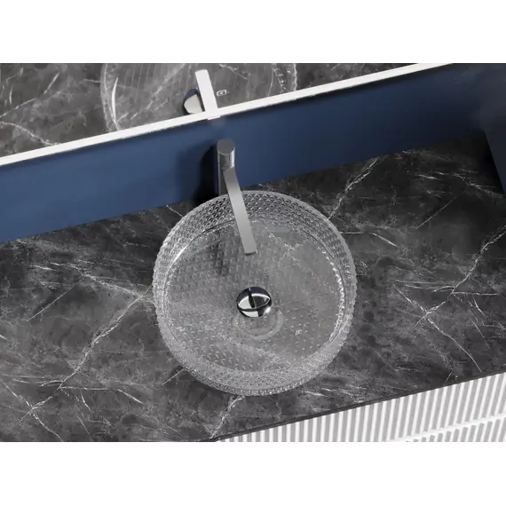 Умывальник чаша Ceramica Nova накладная круглая (прозрачная) Cristal 360*360*112мм
