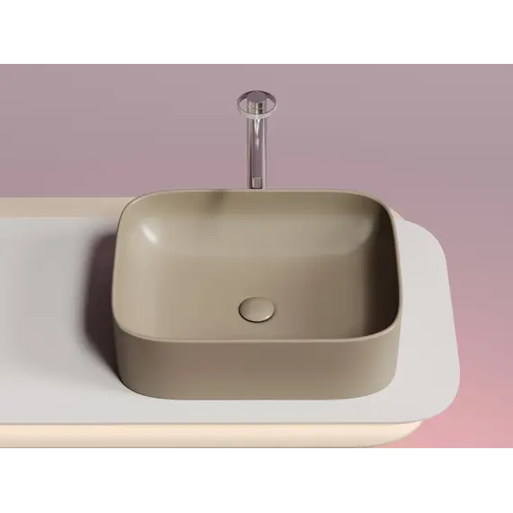 Умывальник чаша Ceramica Nova  накладная прямоугольная (цвет Капучино Матовый) Element 505*380*150мм