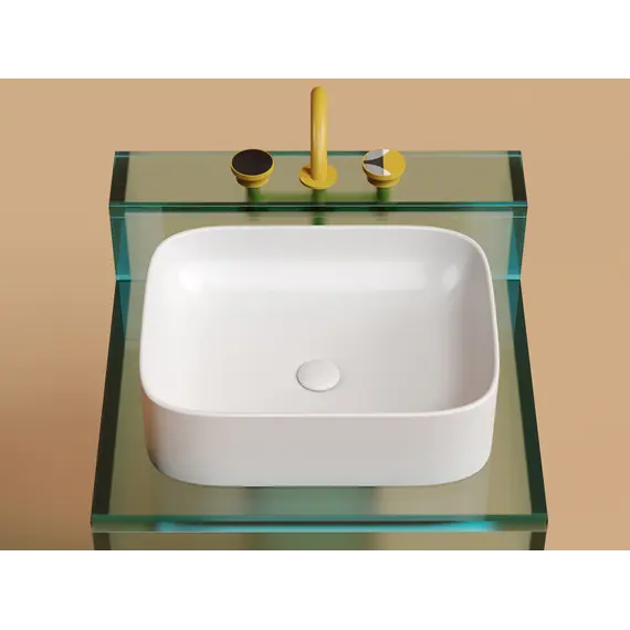 Умывальник чаша Ceramica Nova  накладная прямоугольная (цвет Белый Матовый) Element 505*380*150мм