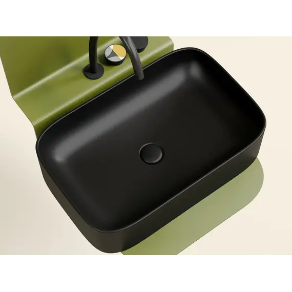 Умывальник чаша Ceramica Nova накладная прямоугольная (цвет Черный Матовый) Element 605*380*122мм
