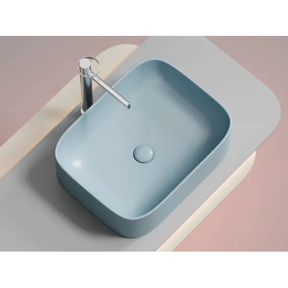 Умывальник чаша Ceramica Nova накладная прямоугольная (цвет Голубой Матовый) Element 505*380*150мм