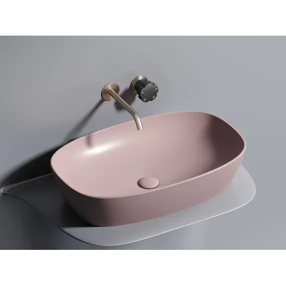 Умывальник чаша Ceramica Nova накладная овальная (цвет Розовый Матовый) Element 600*380*138мм