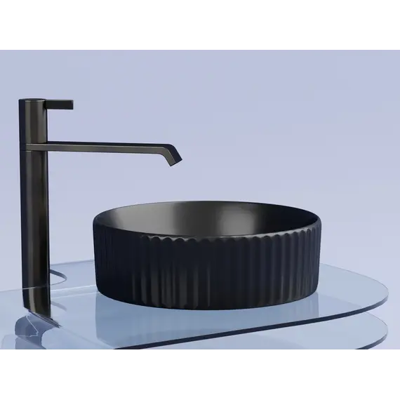 Умывальник чаша Ceramica Nova накладная круглая (цвет Черный Матовый) Element 360*360*115мм