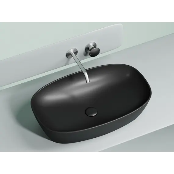 Умывальник чаша Ceramica Nova накладная овальная (цвет Черный Матовый) Element 600*380*138мм