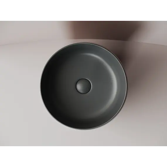 Раковина Ceramica Nova накладная круглая 356*356*135, без перелива, цвет темный антрацит матовый