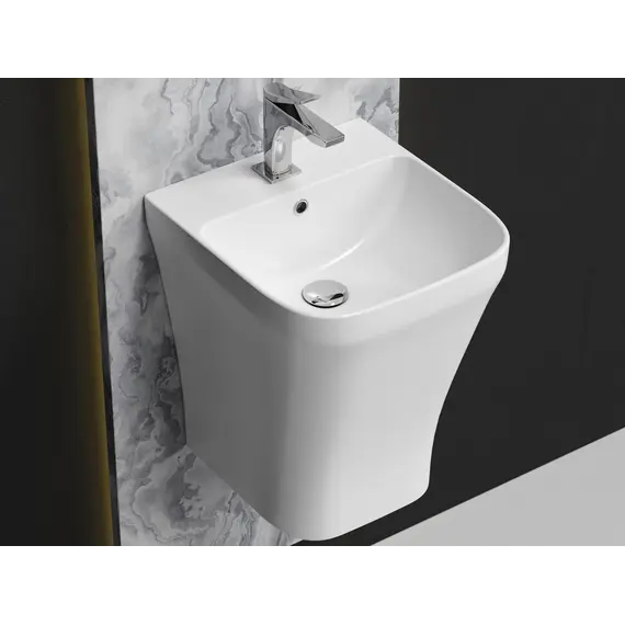 Раковина Ceramica Nova моноблок подвесная DION с отверстием под смеситель, со сливом переливом