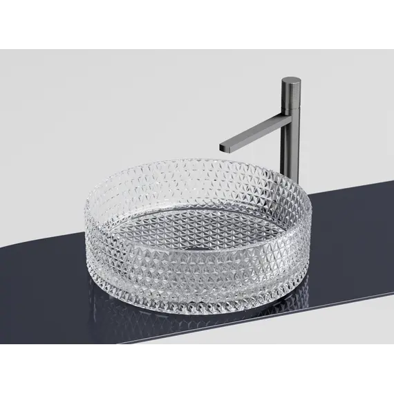 Умывальник чаша Ceramica Nova накладная круглая (прозрачная) Cristal 360*360*112мм