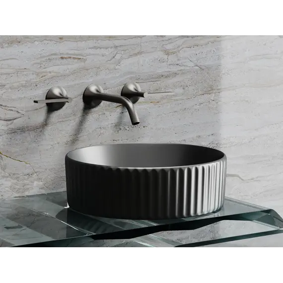 Умывальник чаша Ceramica Nova накладная круглая (цвет Темный Антрацит Матовый) Element 360*360*115мм