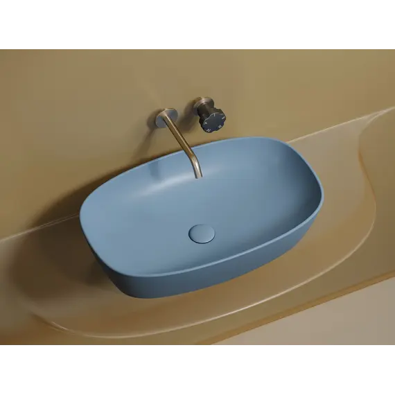 Умывальник чаша Ceramica Nova накладная овальная (цвет Голубой Матовый) Element 600*380*138мм