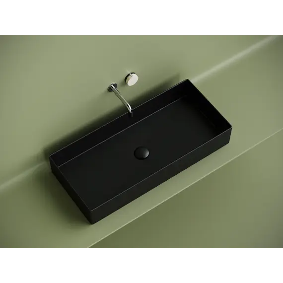 Раковина Ceramica Nova накладная прямоугольная 801*361*130,  без перелива, цвет черный матовый