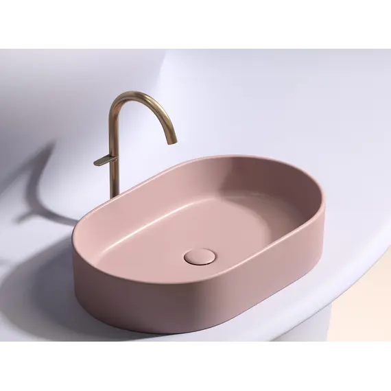 Умывальник чаша Ceramica Nova  накладная овальная (цвет Розовый Матовый) Element 608*385*122мм