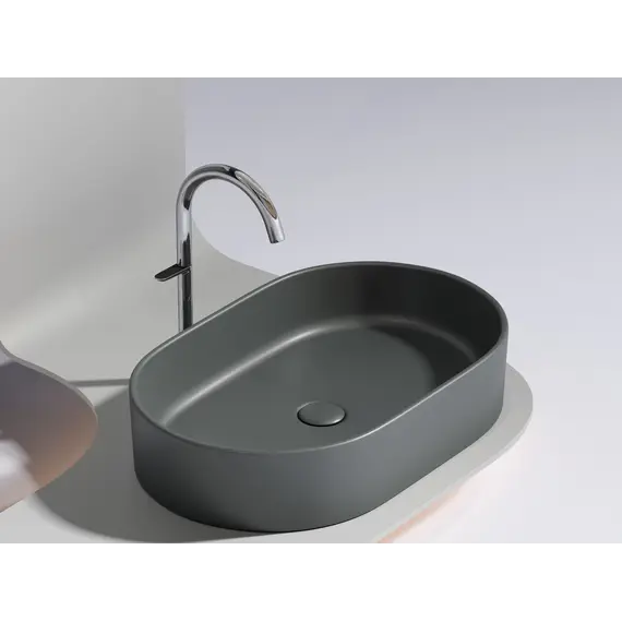 Умывальник чаша Ceramica Nova накладная овальная (цвет Темный Антрацит Матовый) Element 608*385*122мм