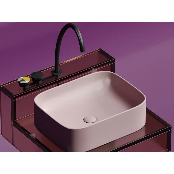 Умывальник чаша Ceramica Nova накладная прямоугольная (цвет Розовый Матовый) Element 505*380*150мм